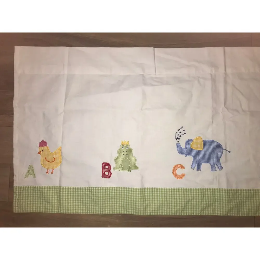 POTTERY BARN KIDS Valance‎ Nursery Window Curtain Animals ABC Applique 43.5